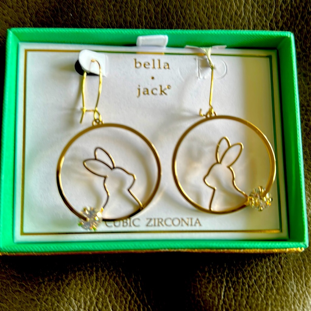Bella & Jack bunny gold earrings with cubic zirconia